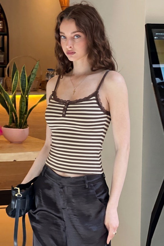 Lace Trim Fitted Cami Top Secondary image