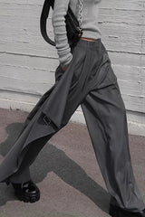 High Waist Deconstructed Wide Leg Tailored Pants