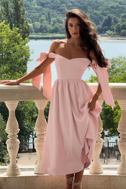 Off-Shoulder Tie-Front Maxi Party Dress Main image