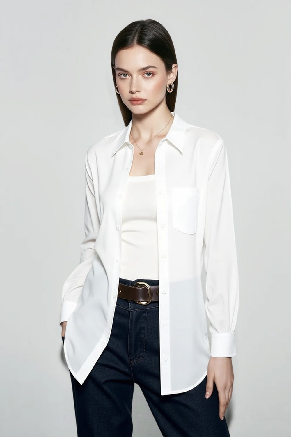 Linen Slim Fit Casual Blouse Main image