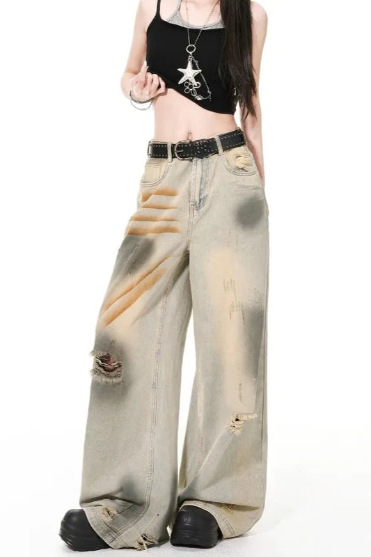 High Waist Distressed Denim Jeans Secondary image