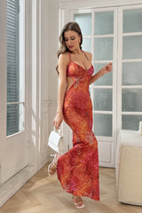 Print Low-Cut Slip Birthday Dress