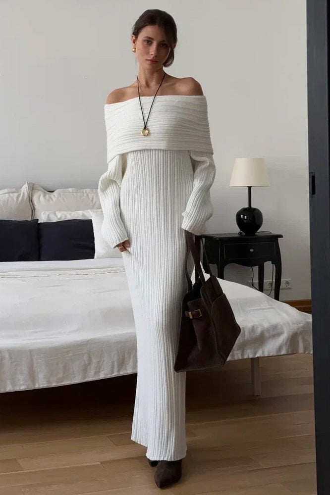 Knit Off Shoulder Long Sleeve Bodycon  Sweater Dress Main image