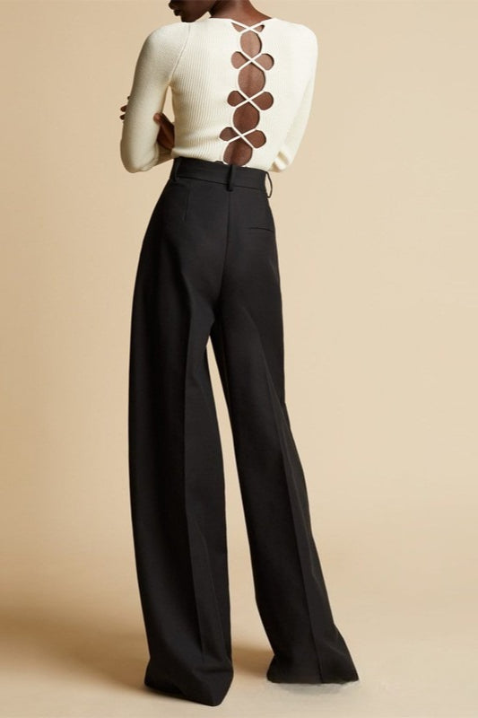 High Waisted Korean Style Floor Grazing Wide Leg Pants Secondary image