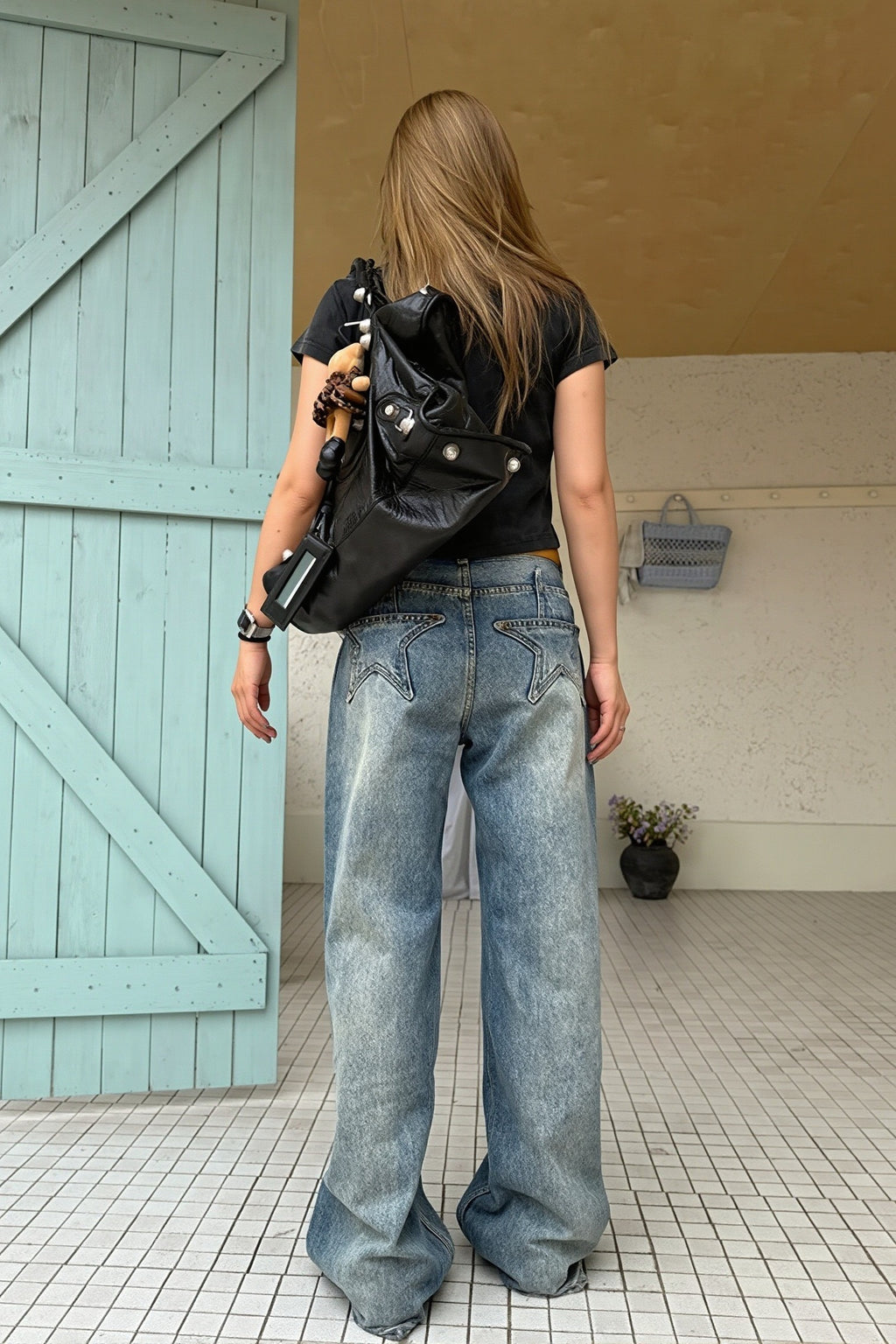 Vintage Washed Star Straight Leg Jeans