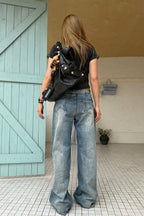 Vintage Washed Star Straight Leg Jeans