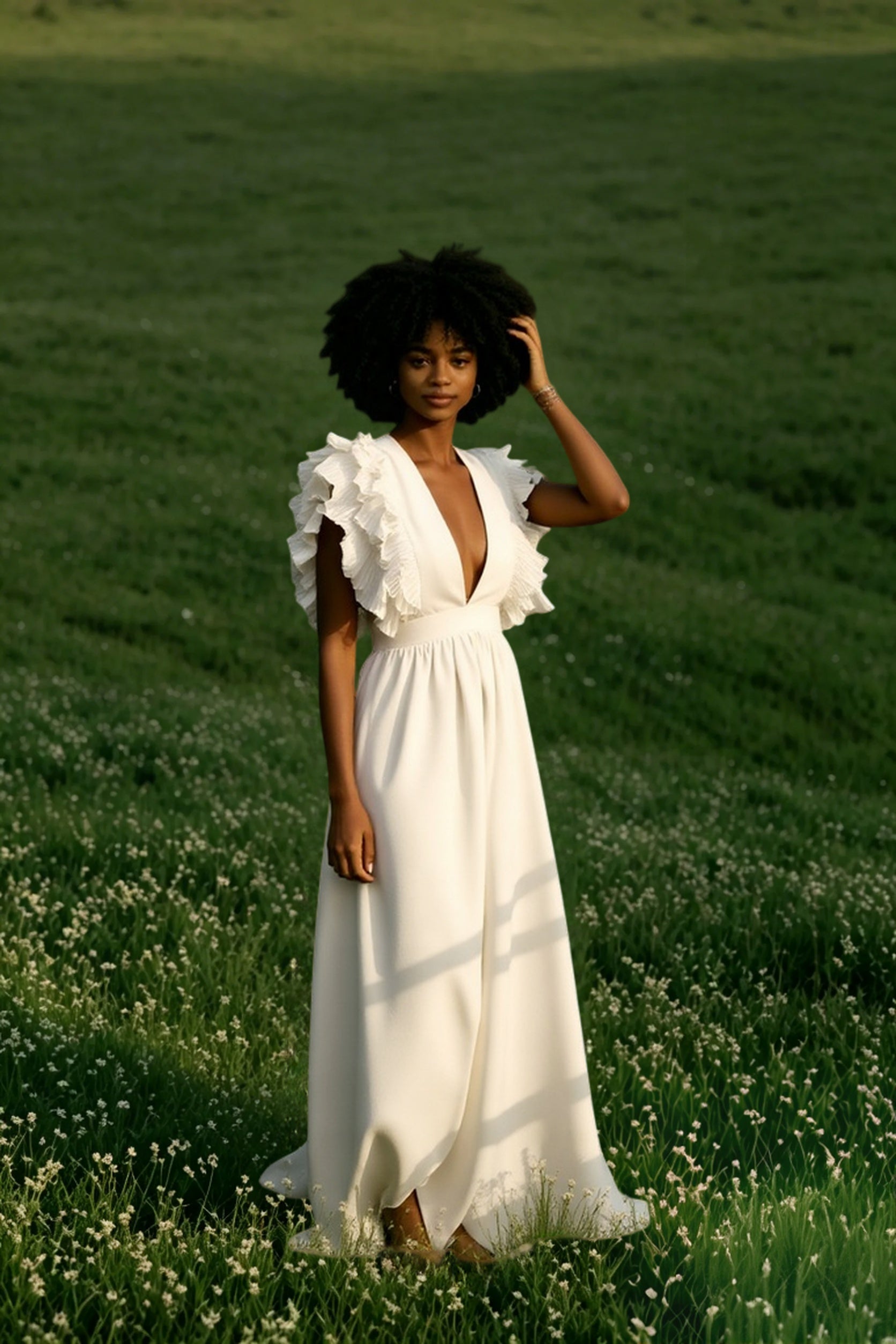 V Neck Ruffled High Waist Dress Secondary image