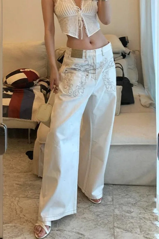 High Waist Printed Patchwork Jeans Main image