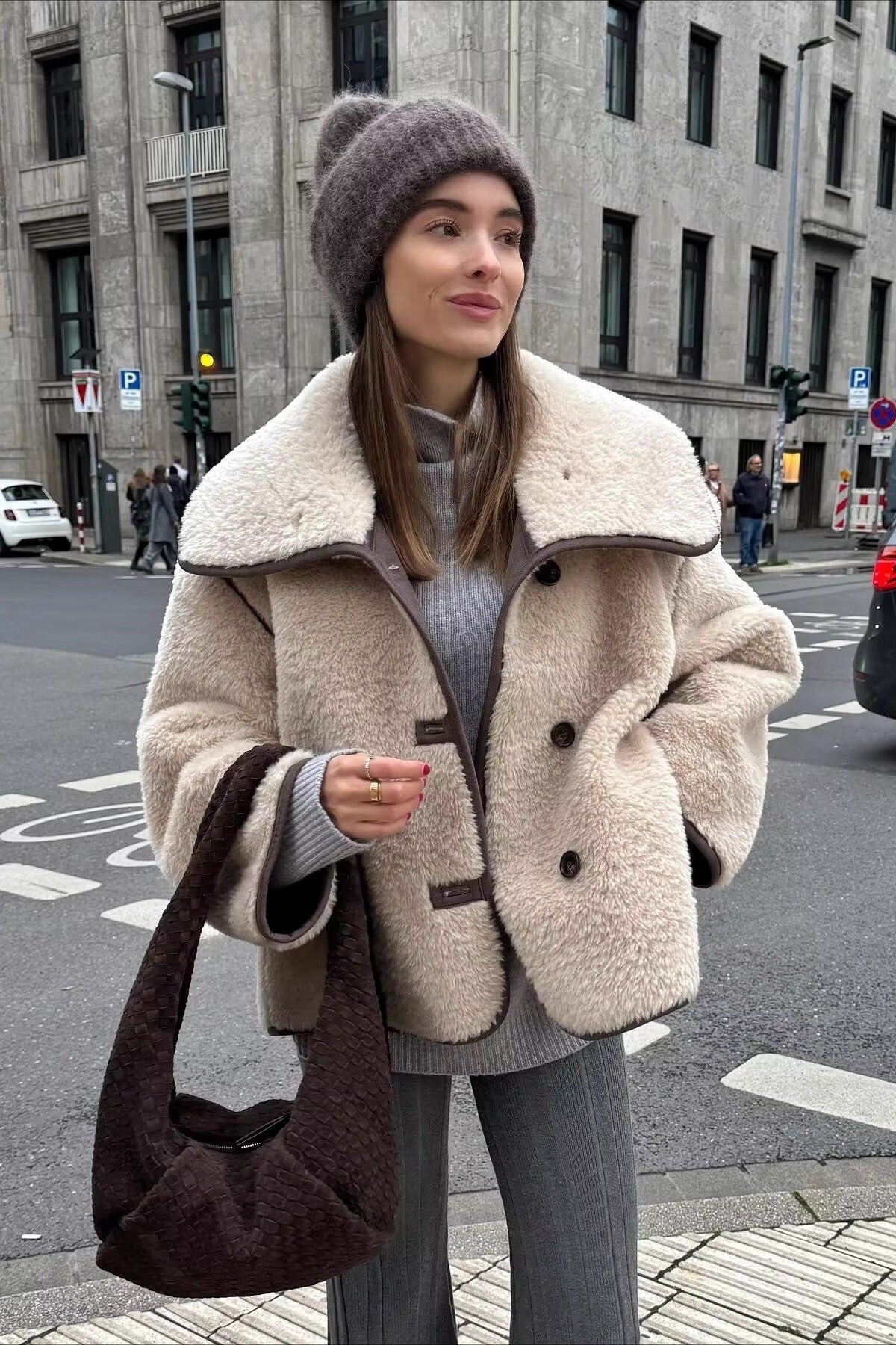 Oversized Sherpa Collar Plush Coat Secondary image