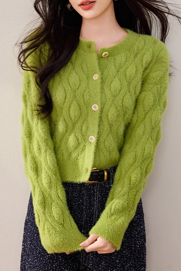 Faux Fur Cable Knit Cardigan Main image