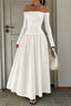 Off Shoulder Ruched Full Skirt Maxi Dress