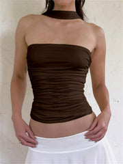 Solid Slim Fit Corset Tube Strapless