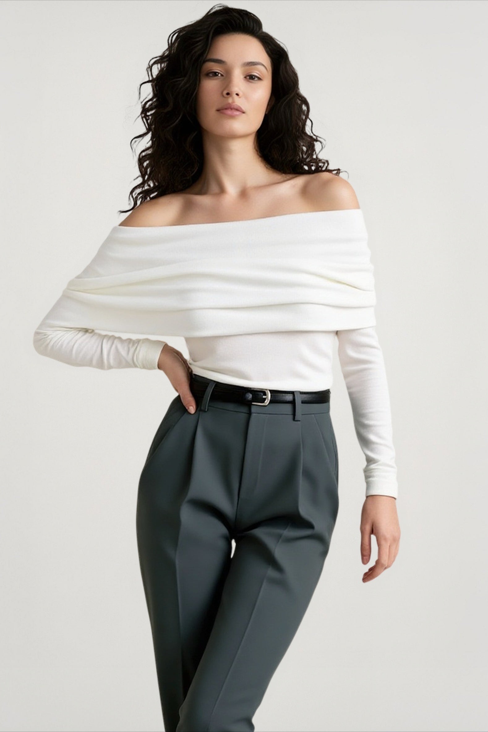 Off Shoulder Slim Knit Sweater Main image