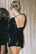 Reflective Sequin Mini Party Dress