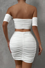 Raglan Sleeve Pleated Bodycon Skirt Two Piece Set