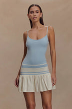 Color Block Strapless Bodycon Mini Dress