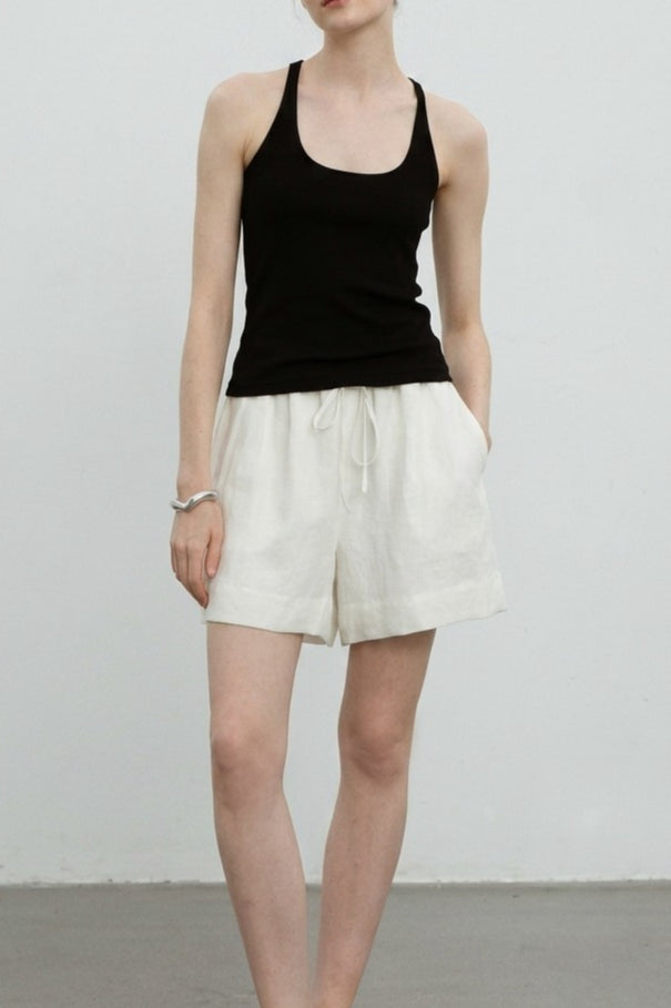 Linen Drawstring Relaxed Shorts Pants Main image