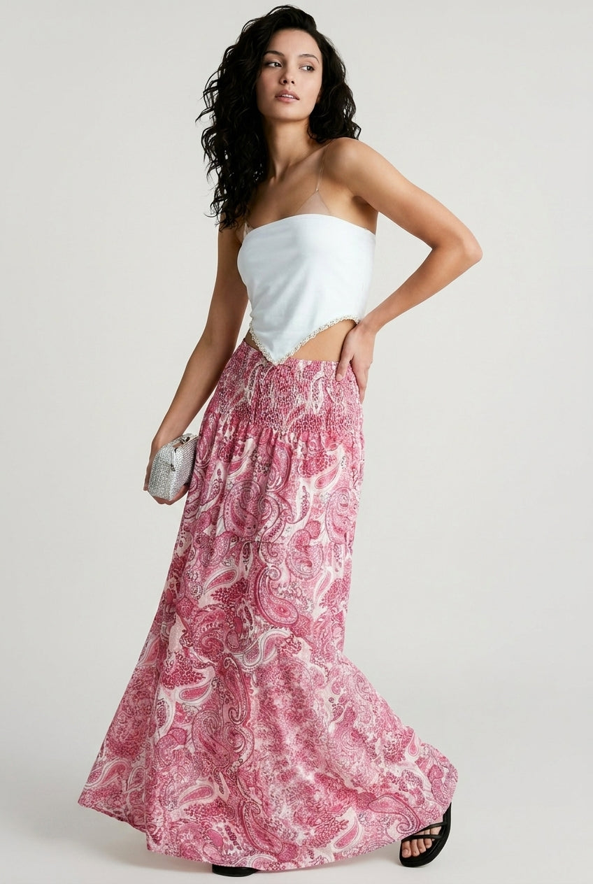 Elastic Waist Flowy Vacation Skirt Secondary image