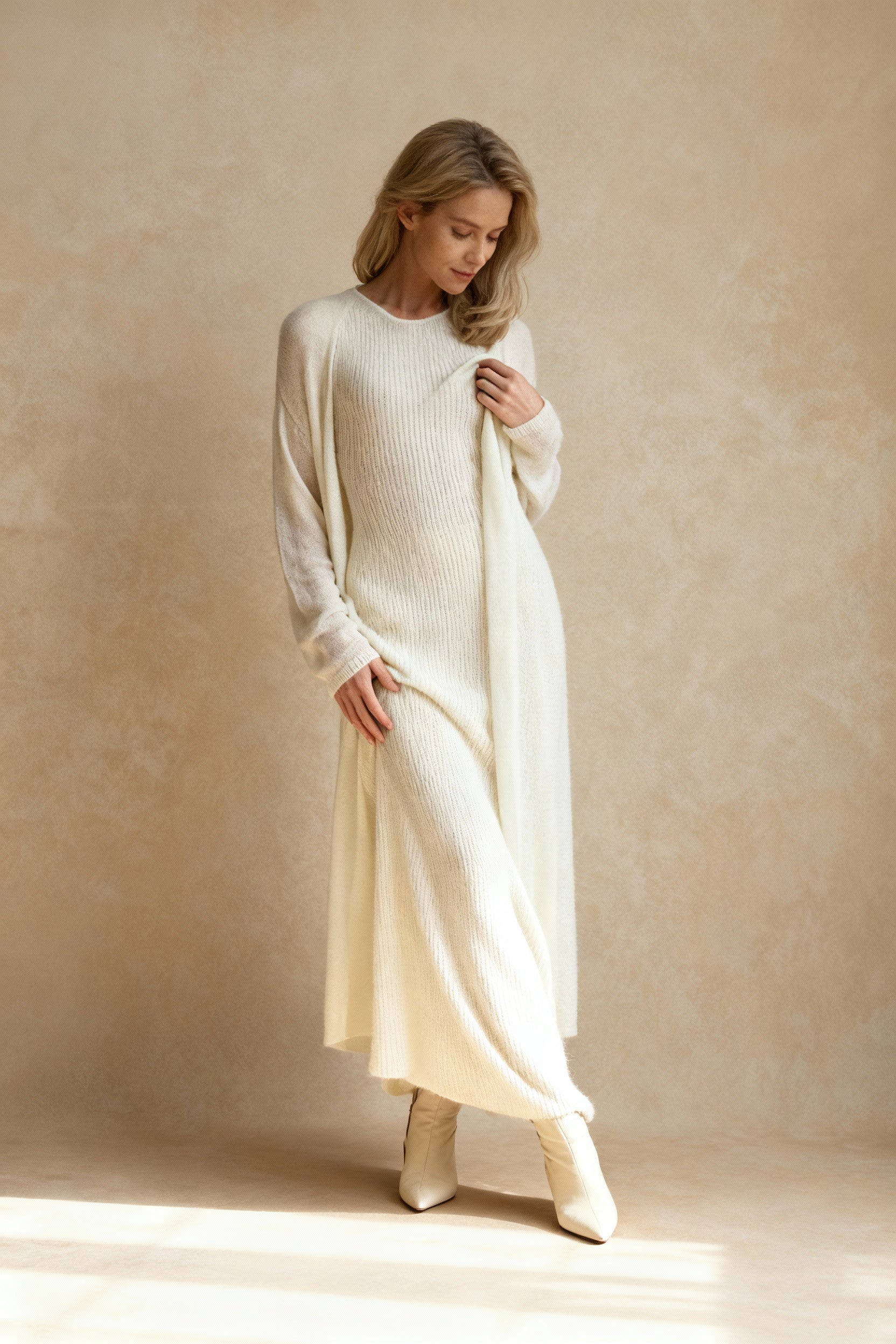 Vintage Knit Cardigan and Sleeveless Dress Two Piece Set Secondary image