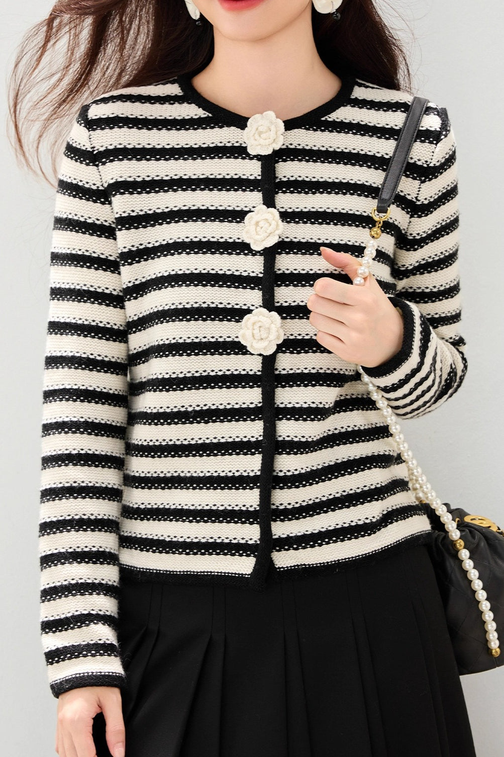 Floral Stripe Cropped Cardigan Secondary image
