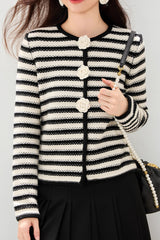 Floral Stripe Cropped Cardigan