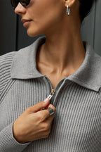 Polo Collar Knit Pullover Sweater