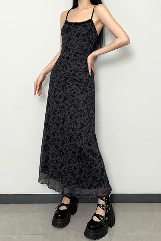 Lace Trim Mesh Floral Dress Secondary image