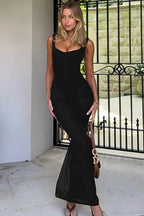 Spaghetti Strap Sheer Hem Party Dress