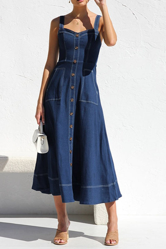Casual Button-Up Denim Dress Main image
