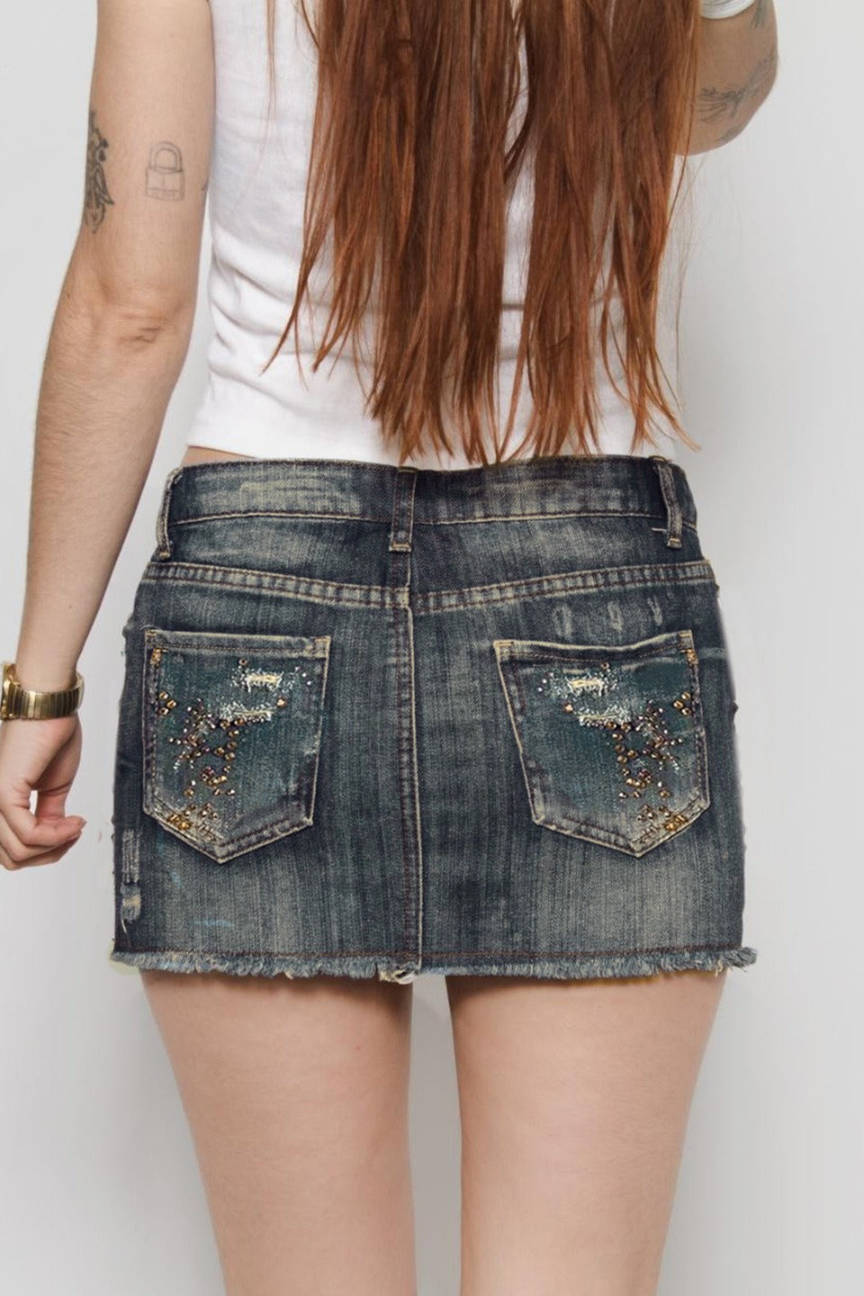 American Retro Ripped Denim Mini Skirt Secondary image