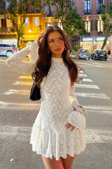 Sheer Lace Long Sleeve Birthday Dress