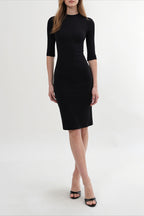 Mock Neck Ribbed Knit Bodycon Mini Dress