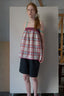 Lace Trim Plaid Relaxed Tube Top