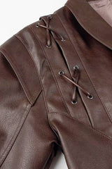 Shawl Collar Belted Leather Jacket