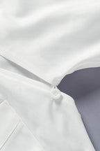 White Backless Tie Waist Blouse