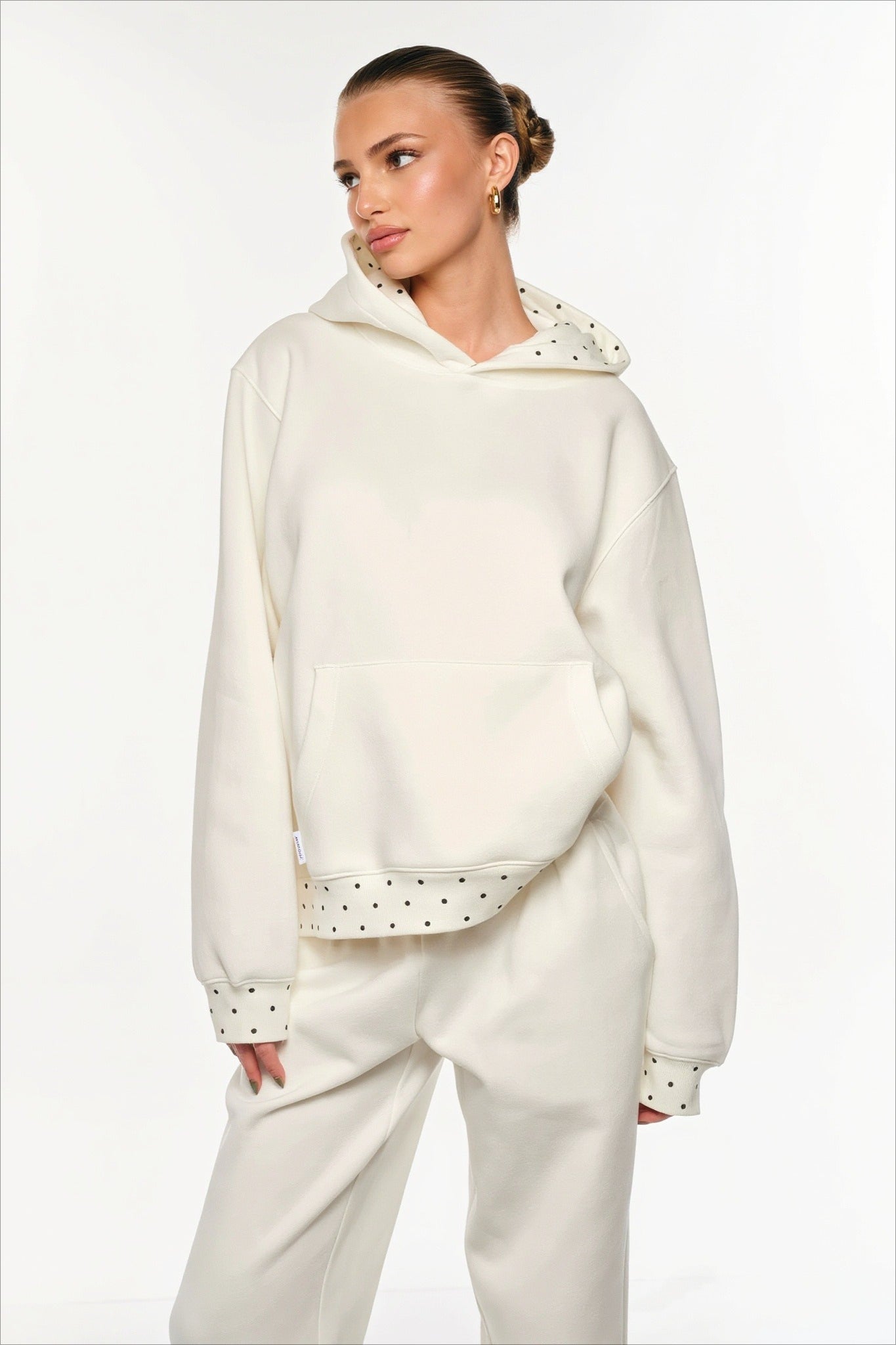 Stud Trim Pullover Pant Hoodie Set Secondary image