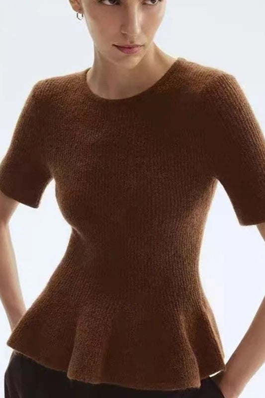 Relaxed Fit Ruffle Trim Knit Top Secondary image