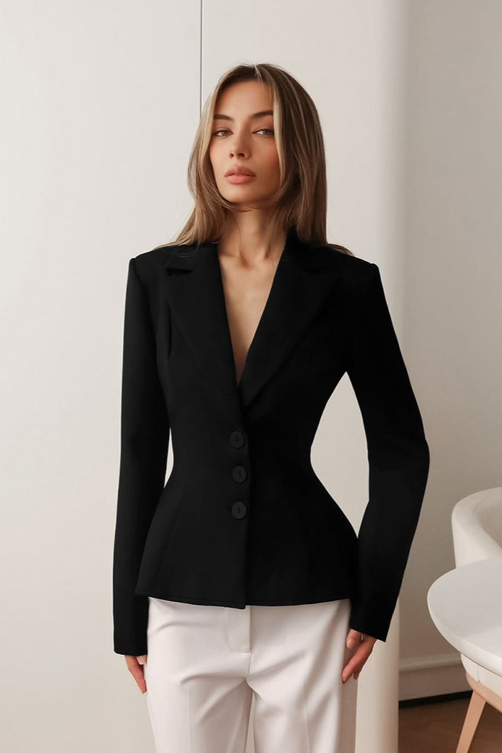 Office Elegance Pleated Waist Blazer Main image