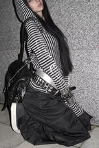 Striped Metallic Letter Fitted Zip Hoodie