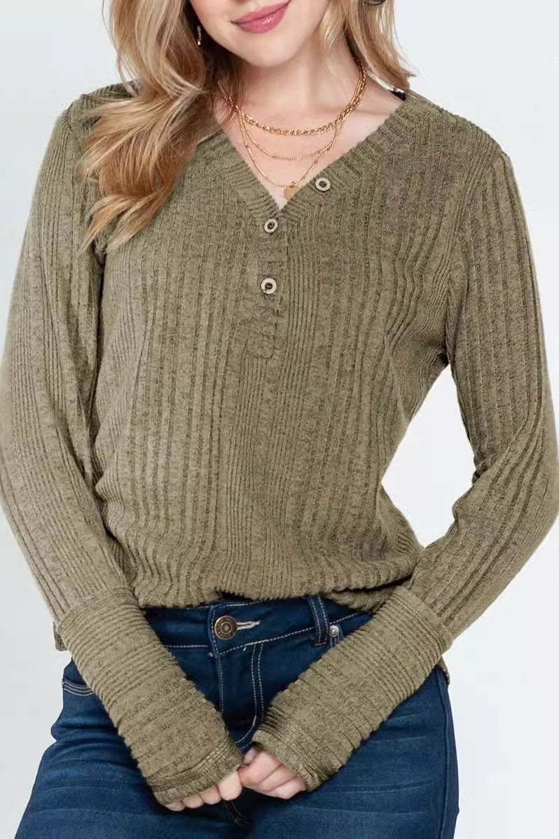 Loose Fit Knit V Neck Sweater Main image