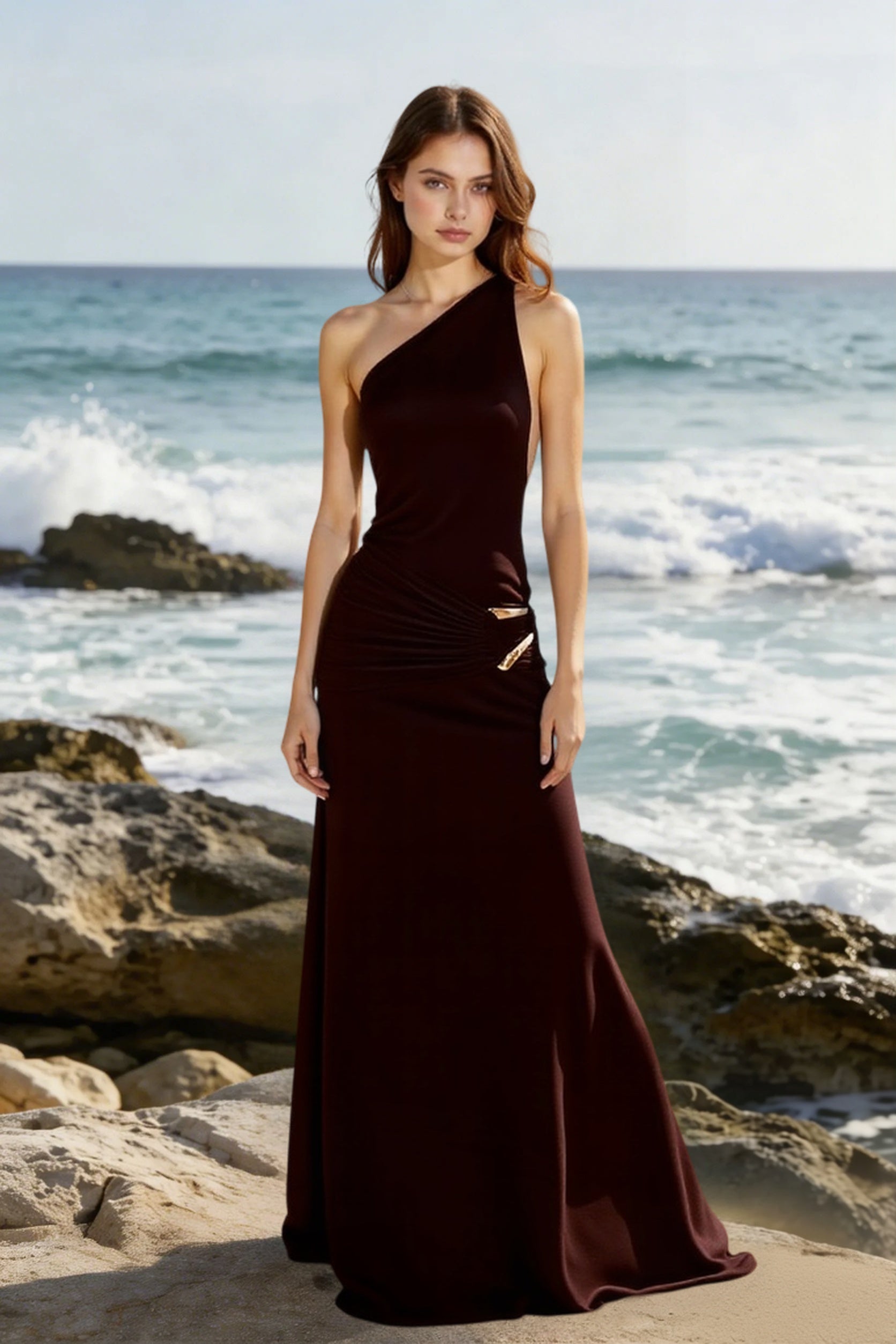 Backless Slit Sheath Prom Dress Main image