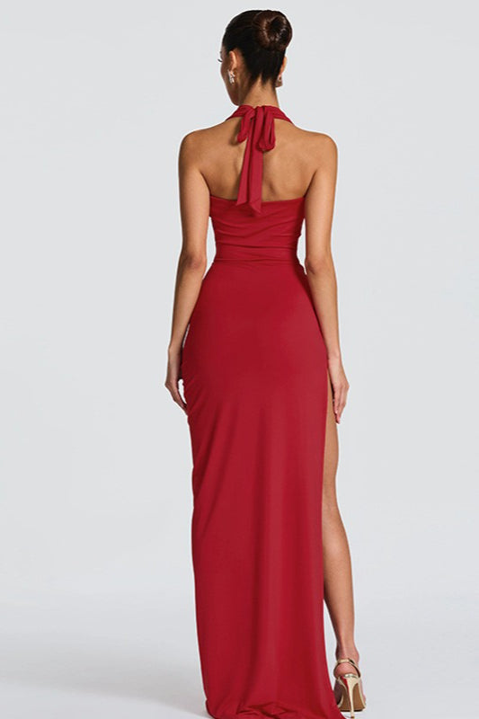 Deep V Halter Backless Slit Formal Dress Secondary image