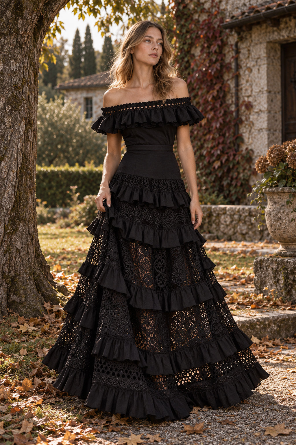 One-Shoulder Ruffle Evening Maxi Dress Secondary image