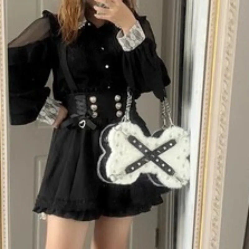Y2K Darkness Style Fashion Gothic Rivet Bone Subculture Bag Main image