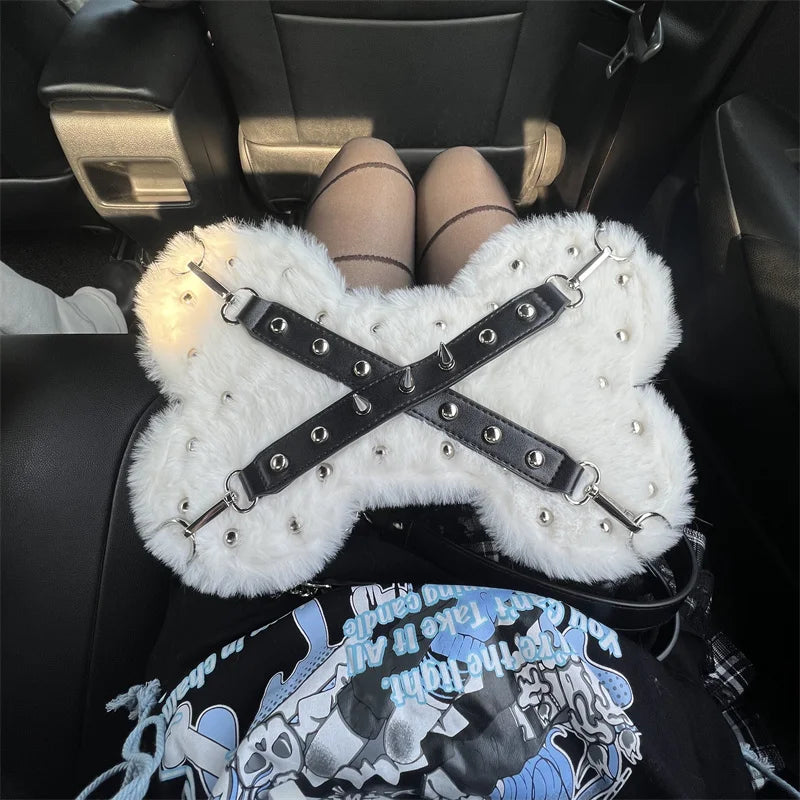 Y2K Darkness Style Fashion Gothic Rivet Bone Subculture Bag Secondary image
