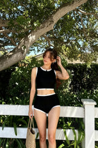 Sexy Black White Push Up Two Piece Swim Set