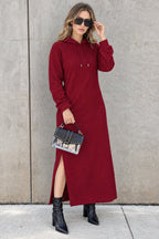Slit Hem Hoodie Dress