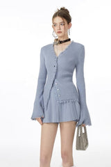 Ribbed Fringe Detail Knit Top