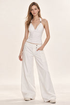 Cashmere V Neck Adjustable Halter Fitted Cami