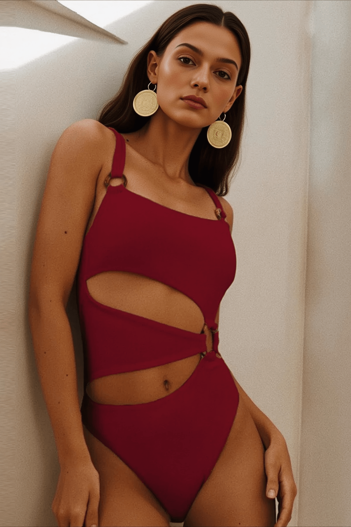 Sexy Solid Color Bodycon One Piece Swimsuit Secondary image